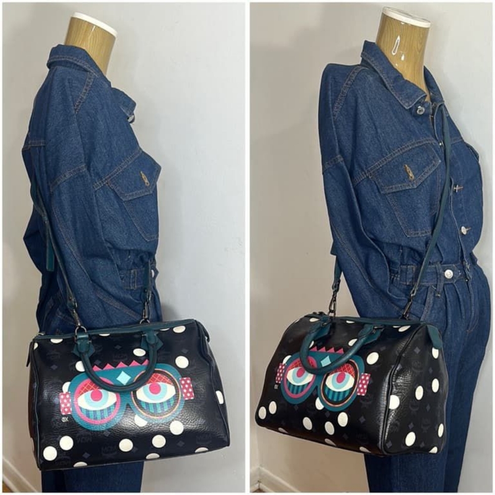 MCM Craig & Karl Snowdome Boston Bag Black/Green - Picture 7 of 16